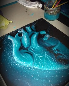 Bioluminescent heart, bioluminescent art, Yasmin Hernandez
