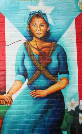 Julia de Burgos and Puerto Rican flag by Yasmin Hernandez Art
